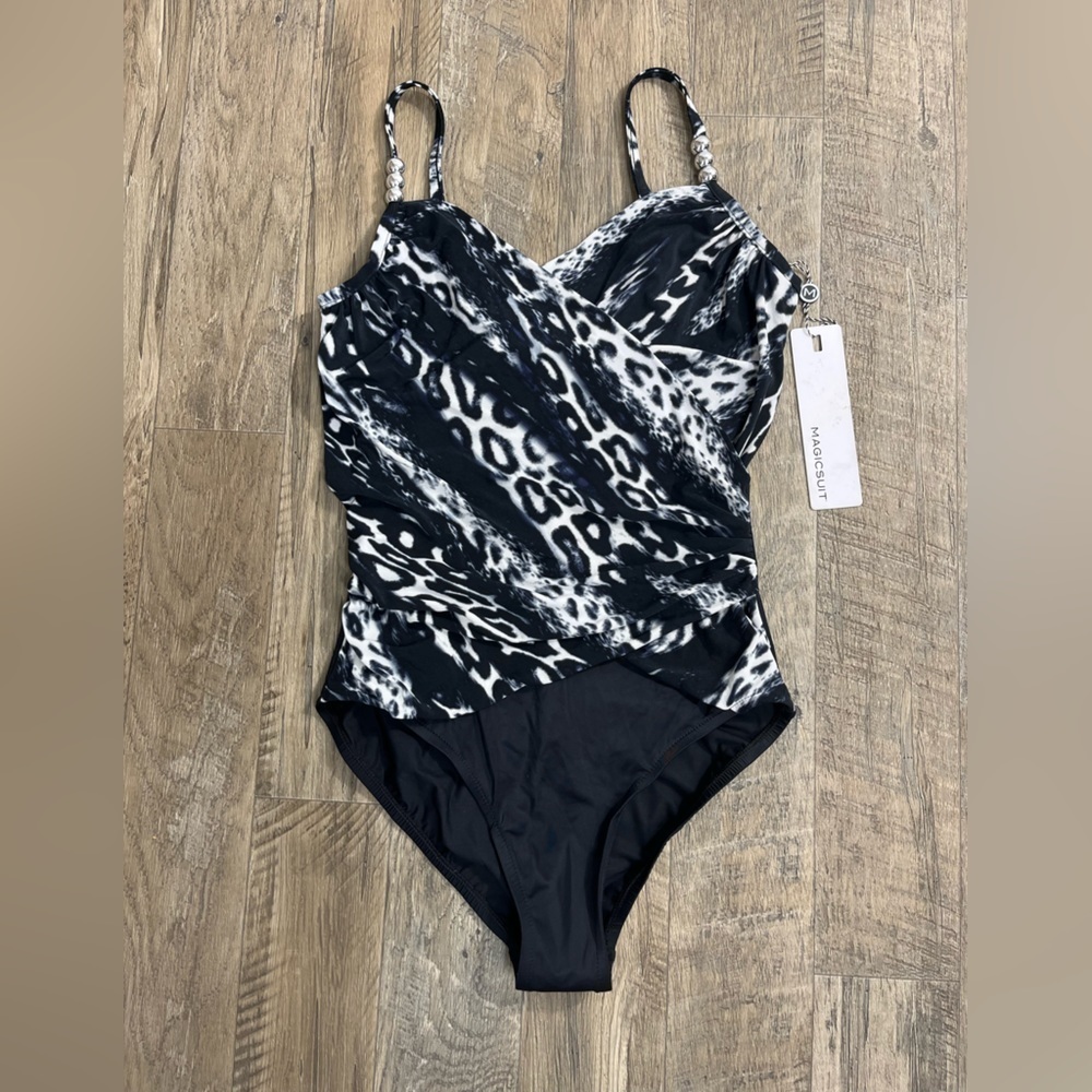 NEW MAGICSUIT LOUISE ONE-PIECE SWIMSUIT IN BLK/ WHITE - Picture 2 of 9